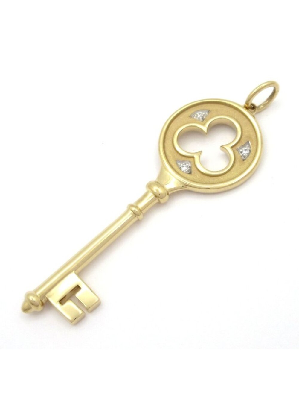 Tiffany & Co Pendant Clover Key 18k Yellow Gold Diamond